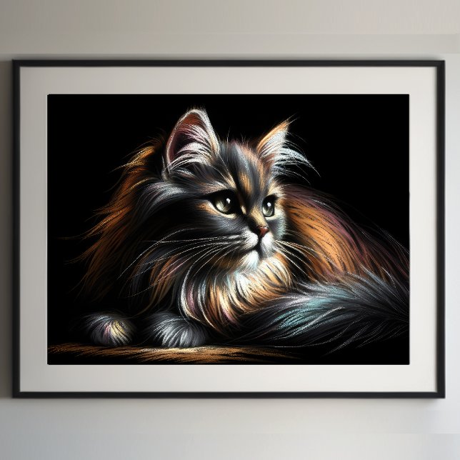 Hard Pastel Drawing Long-Haired Cat Poster (Creator Uploaded)