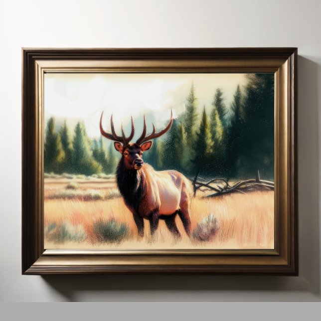 Hard Pastel Drawing Painting of an Elk Poster (Creator Uploaded)