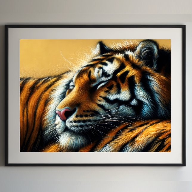 Hard Pastel Drawing Sleeping Tiger Poster (Creator Uploaded)