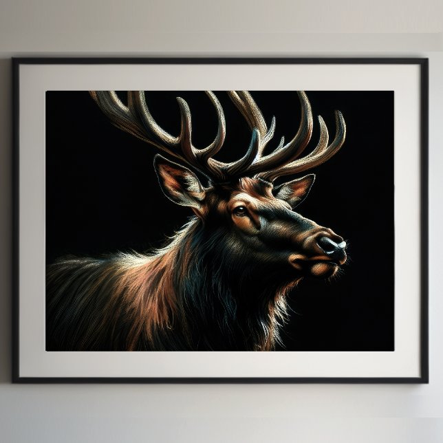 Hard Pastel Drawing Stag Elk Poster (Creator Uploaded)