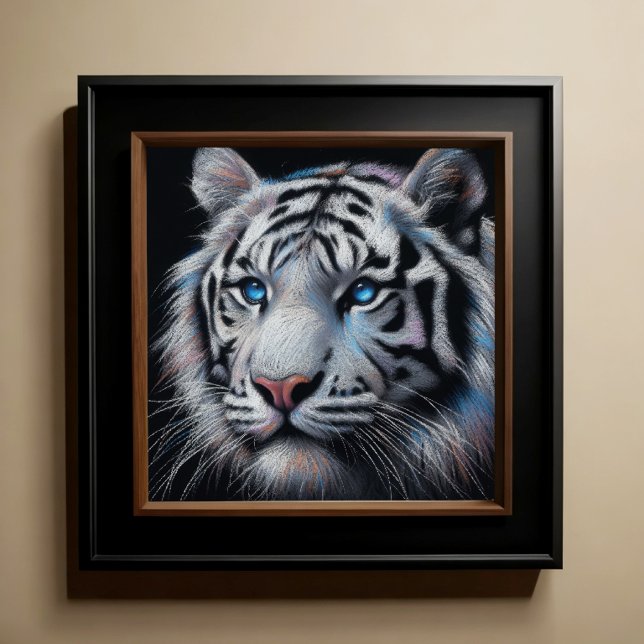 Hard Pastel Drawing White Tiger Poster (Creator Uploaded)