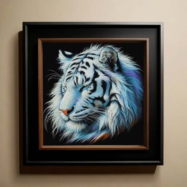 Hard Pastel Drawing White Tiger Poster (Creator Uploaded)