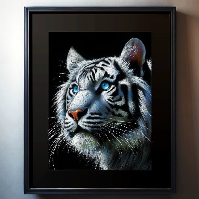 Hard Pastel Drawing White Tiger Poster (Creator Uploaded)