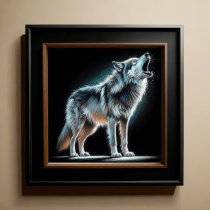Hard Pastel Drawing Wolf Poster