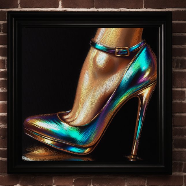Hard Pastel Drawing Woman's Foot Iridescent Heel Poster (Creator Uploaded)