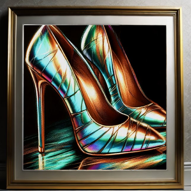 Hard Pastel Drawing Woman's Iridescent High Heels Poster (Creator Uploaded)
