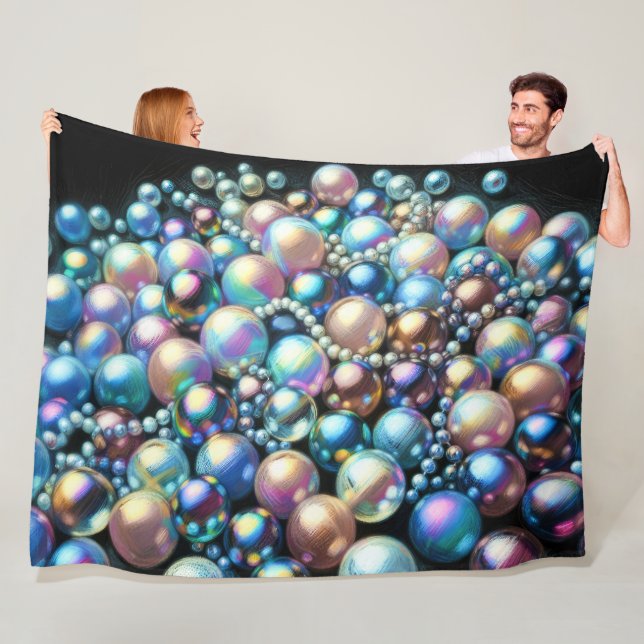 Hard Pastel Pearls Iridescent Beads Fleece Blanket (In Situ)
