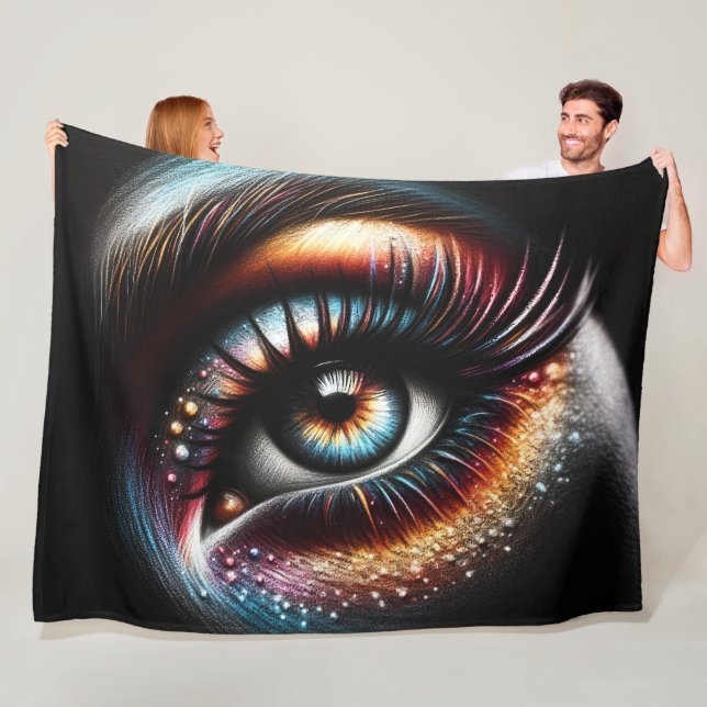 Hard Pastel Woman's Eye with Make Up Fleece Blanket (In Situ)