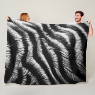 Hard Pastel Zebra on Black Fleece Blanket