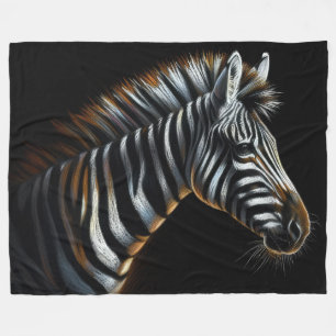 Hard Pastel Zebra on Black Fleece Blanket