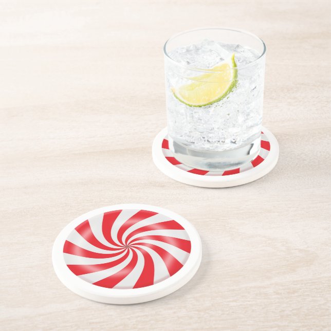 Hard Peppermint Candy Sandstone Drink Coaster (Side)
