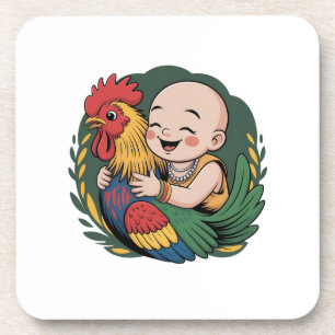 Hard plastic coaster Chloe Baby Hugs The Rooster