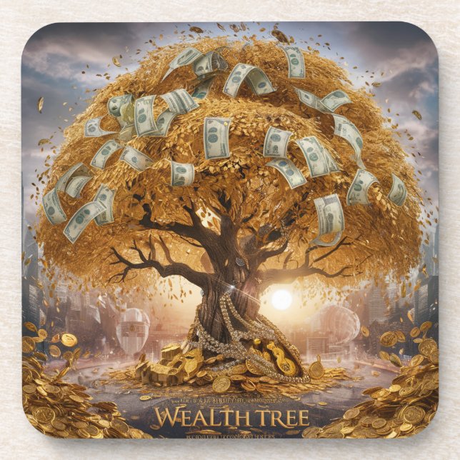 Hard plastic coaster>> Golden Tree of Wealth  Coaster (Front)