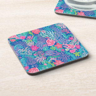 Hard plastic coaster in stylish graphic