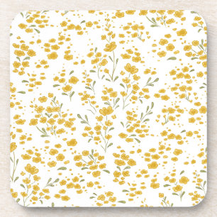 Hard plastic coaster in the yellow of buttercups
