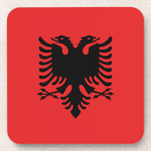 Hard plastic coaster with flag of Albania