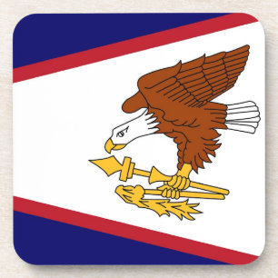 Hard plastic coaster with flag of American Samoa
