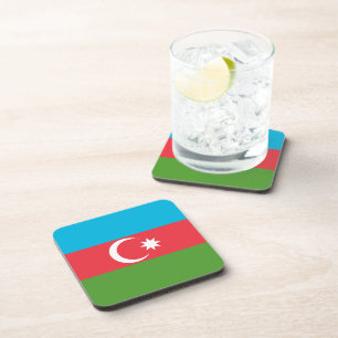 Hard plastic coaster with flag of Azerbaijan