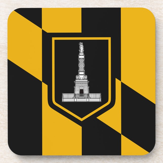 Hard plastic coaster with flag of Baltimore, USA (Front)