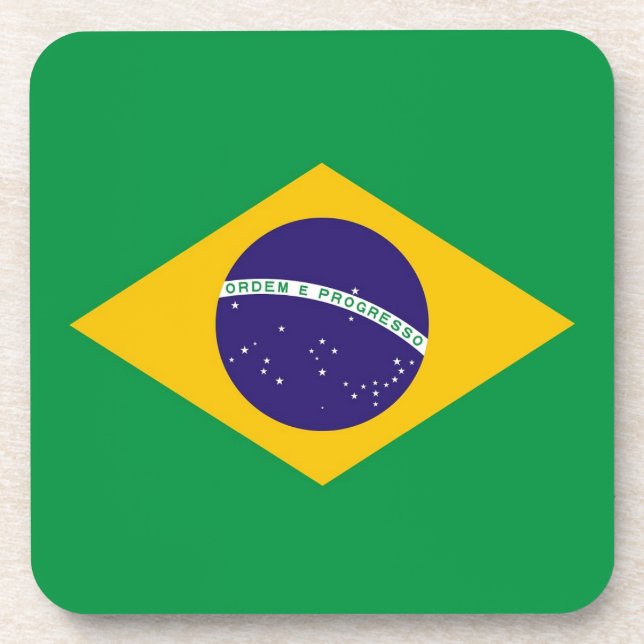 Hard plastic coaster with flag of Brazil (Front)