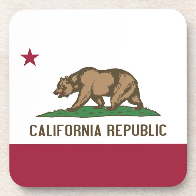 Hard plastic coaster with flag of California, USA (Front)