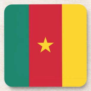 Hard plastic coaster with flag of Cameroon