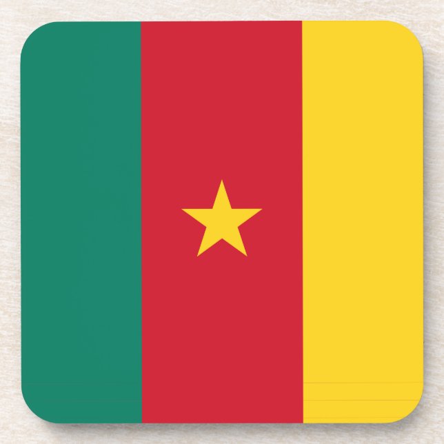 Hard plastic coaster with flag of Cameroon (Front)
