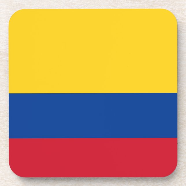 Hard plastic coaster with flag of Colombia (Front)
