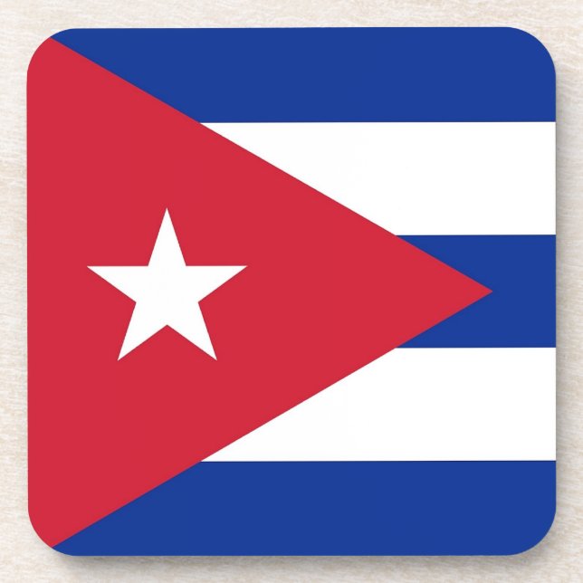 Hard plastic coaster with flag of Cuba (Front)