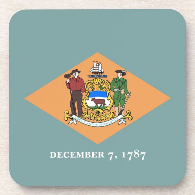 Hard plastic coaster with flag of Delaware, USA (Front)