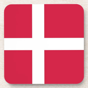 Hard plastic coaster with flag of Denmark