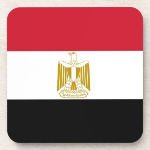 Hard plastic coaster with flag of Egypt