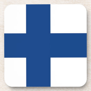 Hard plastic coaster with flag of Finland