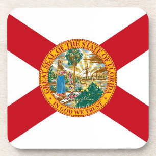 Hard plastic coaster with flag of Florida, USA