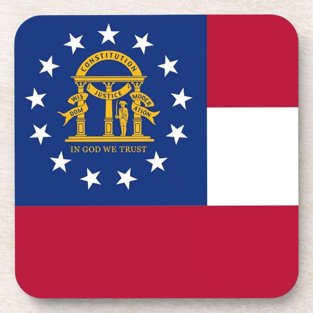 Hard plastic coaster with flag of Georgia, USA (Front)