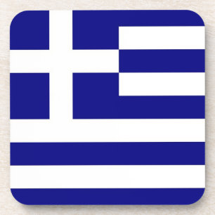 Hard plastic coaster with flag of Greece