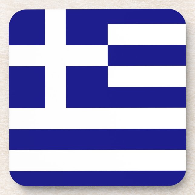 Hard plastic coaster with flag of Greece (Front)