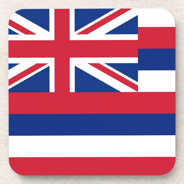 Hard plastic coaster with flag of Hawaii, USA (Front)