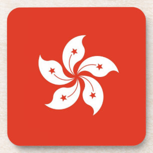 Hard plastic coaster with flag of Hong Kong