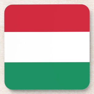 Hard plastic coaster with flag of Hungary