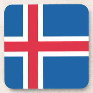 Hard plastic coaster with flag of Iceland