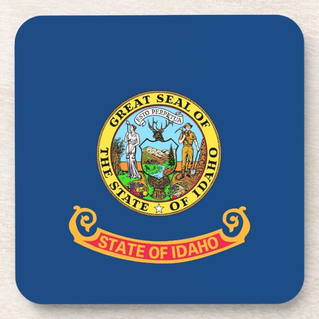 Hard plastic coaster with flag of Idaho, USA (Front)