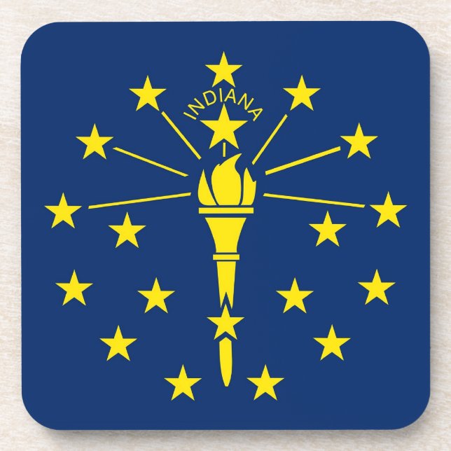 Hard plastic coaster with flag of Indiana, USA (Front)