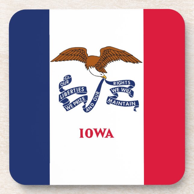 Hard plastic coaster with flag of Iowa, USA (Front)