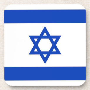 Hard plastic coaster with flag of Israel