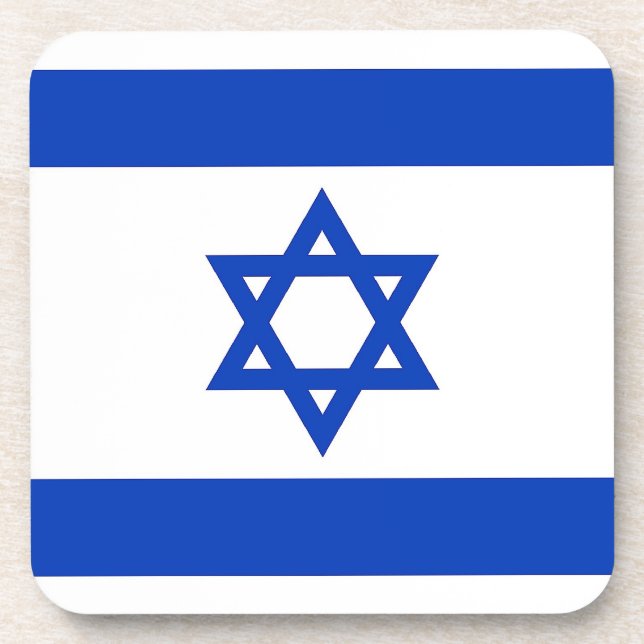 Hard plastic coaster with flag of Israel (Front)