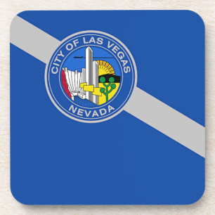 Hard plastic coaster with flag of Las Vegas