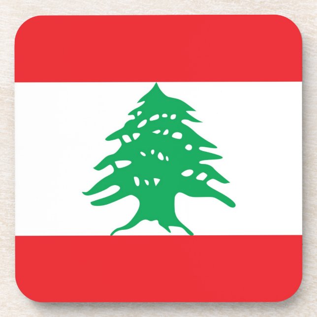 Hard plastic coaster with flag of Lebanon (Front)