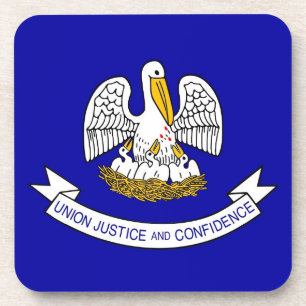 Hard plastic coaster with flag of Louisiana, USA
