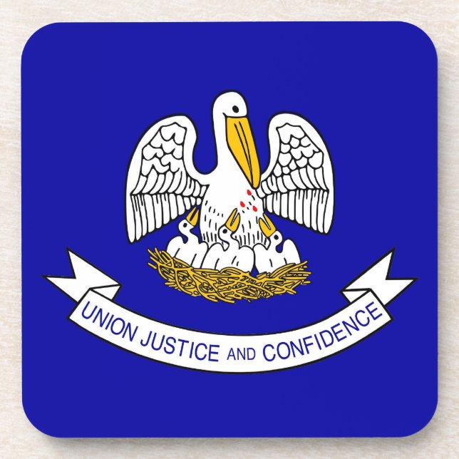 Hard plastic coaster with flag of Louisiana, USA (Front)